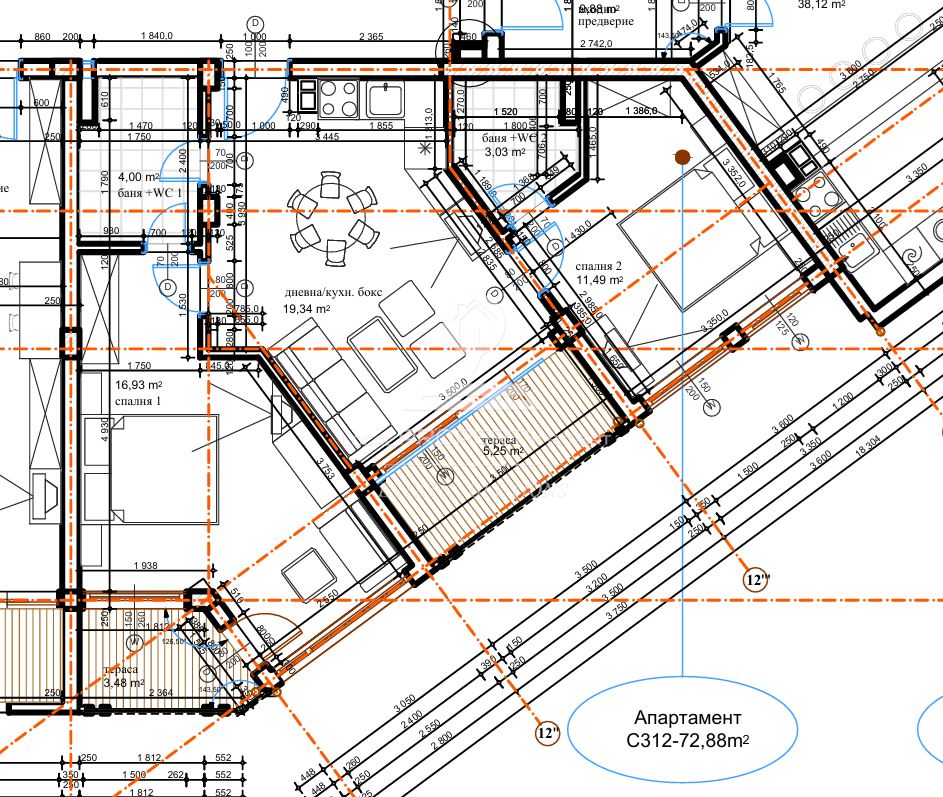 ТРИСТАЕН АПАРТАМЕНТ С ЮГОИЗТОЧНО ИЗЛОЖЕНИЕ В ЖИЛИЩНА СГРАДА "ORCHARD" , ГР.БАНСКО - 0